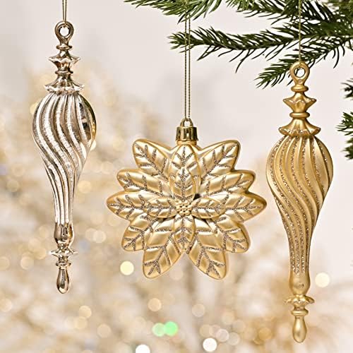 Valery Madelyn White Gold Božićni ukras Bondle 120ct Božićna kugla ukrasi + 48 inčna suknja za božićne stablo + 21 inčni božićne čarape
