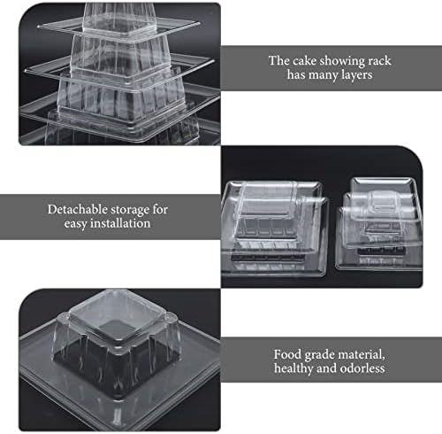 Doitool Macaron Tower 5 nivo prozirni plastični kvadratni toranj s makaronskom toranj zaslona za francuske makaronske kolače za kolače