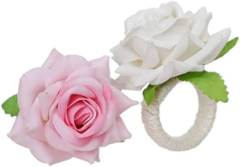 Zjhyxyh 6pcs Artificial Rose Flower salvetni prsten Držači prstenaste prstena za kućni restoran Dekor za vjenčanje