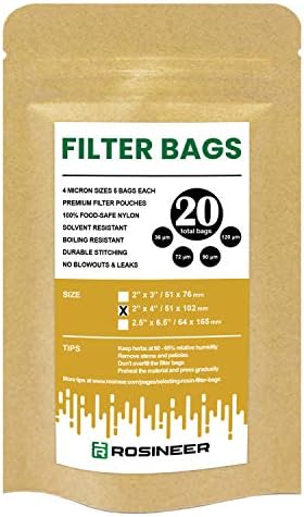 Rosineer Premium najlonske filterske torbe Combo, 2 x 4, 20 kom - 36, 72, 90, 120 mikrona veličine, 5 kesa svake veličine-dvostruki