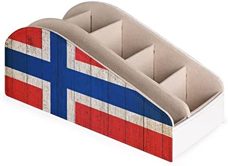 Norveška zastava na Grungeu drveni držači za daljinsko upravljanje za Tv Organizator kutija olovka stoni sto Caddy sa 6 pretinca