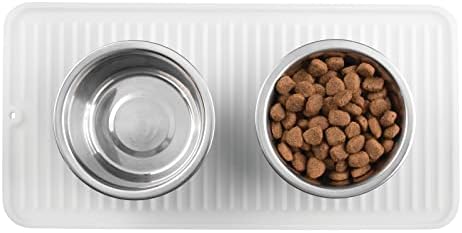 mDesign kvadratna podloga za hranu za kućne ljubimce i posude za vodu za pse i mačke, vodootporna neklizajuća izdržljiva silikonska
