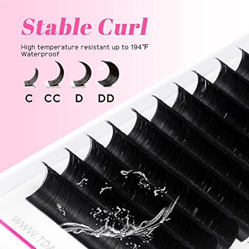 Tdance Easy Fan Lash Extensions Thickness 0.03 D Curl Mix 14-19mm + Premade Fans Eyelash Extensions 10d D Curl 0.07 thickness Middle