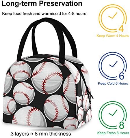 Izolovana torba za ručak za žene - bejzbol Softball grafika velika nepropusna torba za ručak sa naramenicama za Radne muškarce