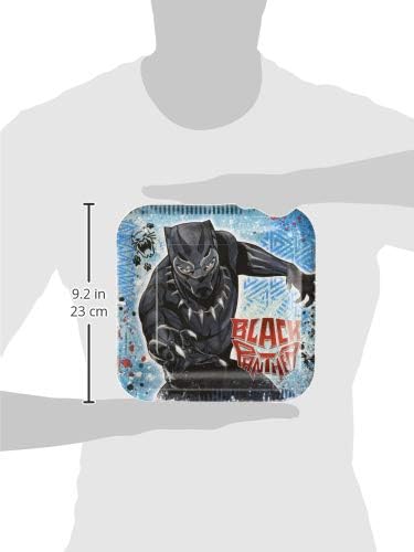 Amscan 551957 Marvel Black Panther ™ Kvadratne ploče, 9 , 8 kom, stranačka naklonost