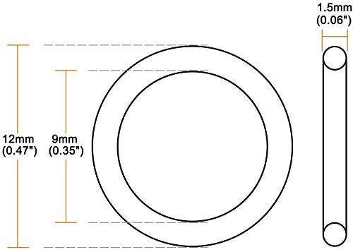 Aicosineg 50pcs nitrilni gumeni O-prstenovi 0.05in žičana dia 0,47in od metričkog brtvila Nitrile NBR gumene podloške okrugli buna-n O-prsten za zaptivanje zraka Profesionalni savodnik automobila Crno