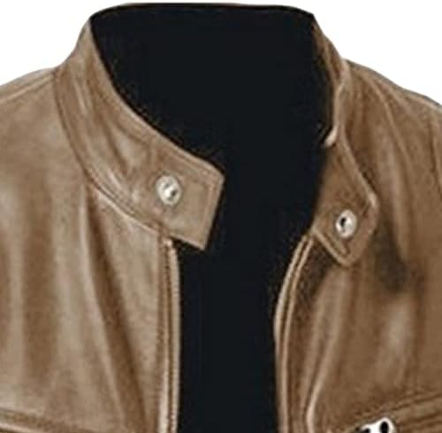 Muška bajkerska jakna od umjetne kože Vintage motociklistička jakna vanjska odjeća Retro stalak ovratnik PU Koža Slim Fit kaput