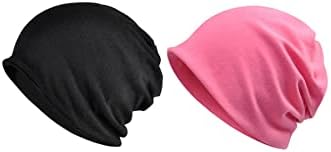 Jeelow 2 Pack Slouchy Ponytail Beanie Hat za muškarce Žene Stretchy Multifunction Bandana Cover Cover Jogging Biciklizam Chemo