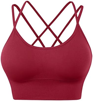 GLVSZ Womens Cross Back Sport Bras podstavljeni zatamljeni strojevi za joga vježba Fitness Bras Nude sportski grudnjak