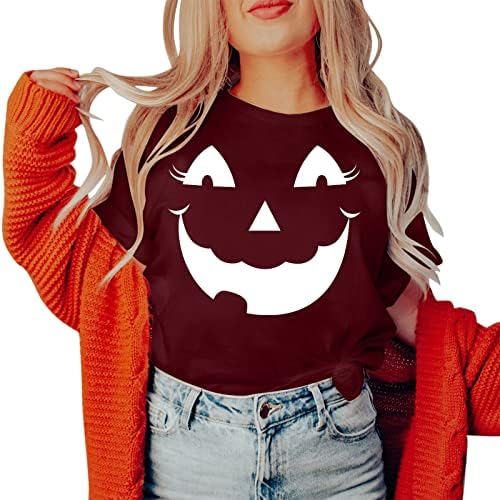Modna bluza za žene Casual Halloween Printing Shirts okrugli vrat kratki rukav Tee Tops tunika dugi vrat
