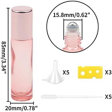 Jiuwu 33pcs Glass Roll na bocama, 10ml svijetle boce boce za boce za mirnu boce za parfeme Aromaterapija Esencijalna ulja Balm za