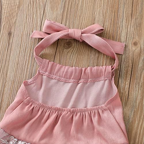 Ammengbei Toddler Baby Girls Outfit Halter majica bez rukava zvona na dnu 2pcs Ljetna odjeća
