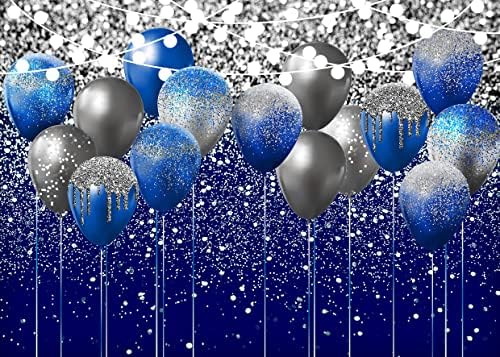 SJOLOON Kraljevsko plava svjetlucava pozadina Rođendanska pozadina fotografija pozadina s balonom za ukras za zabavu banner diplomiranje
