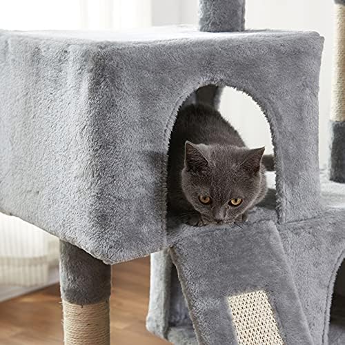 Mačji toranj, mačje drvo od 34,4 inča sa daskom za grebanje, 2 luksuzna stana, mačje drvo od poda do plafona, čvrsto i lako se sklapa,
