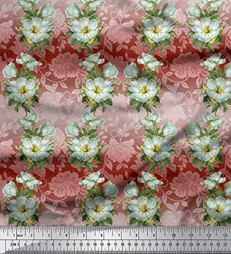 Soimoi ljubičasta pamučna Jersey tkanina lišće & amp ;Magnolia Floral Print Fabric by the Yard 58 inch Wide