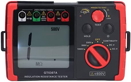 BuyWeek Ispitivač izolacijskog otpora, 250V 500V 1000V digitalni megohmmetar Tester za ispitivanje metra za curenje mjerača