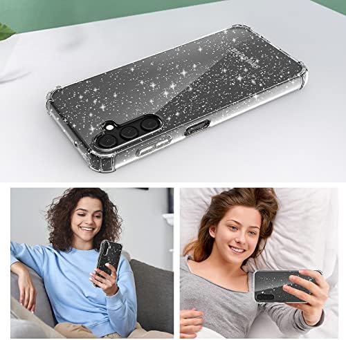 KSWOUS za Samsung Galaxy A14 5G futrola Glitter Clear sa zaštitom ekrana[2 Pakovanje], [vojna zaštita] Bling svjetlucavo slatka tanka