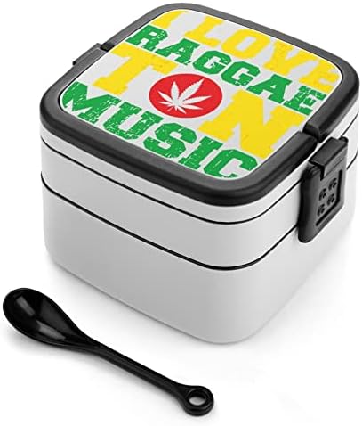 Volim Raggaeton Muzika dvostruko Slaganje Bento ručak kutija za višekratnu upotrebu ručak kontejner sa posuđem Set za blagovanje out