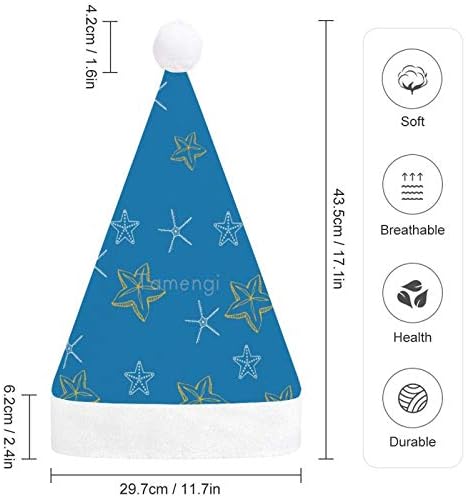 Božić Santa šešir, plava Starfish Božić šešir za odrasle, Unisex Comfort Božić kape za Novu godinu svečani kostim Holiday Party događaj