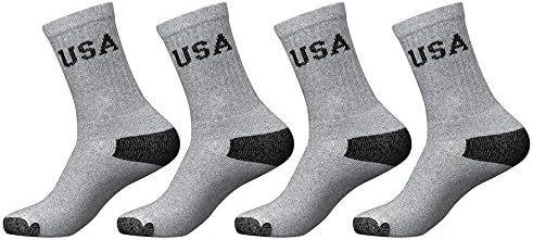 4 parova Muški atletik USA Cushioned Crew Socks Siva Sport Premium pamuk 10-13