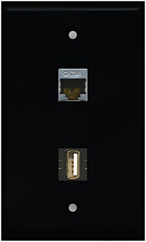 Riteav - crna 1 priključak USB A-a 1 port CAT6A zidna ploča