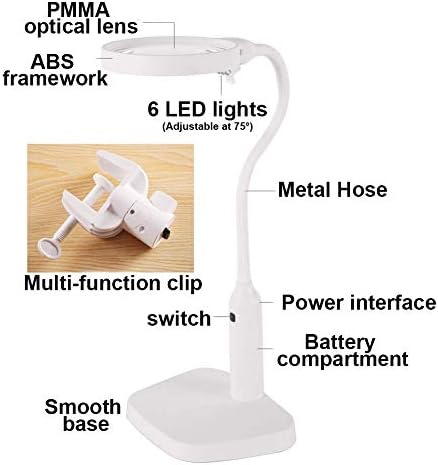 Lupe, lupa sa LED svetlima stoji Super visoka Jasnoća lagana laka za podešavanje 5 / 2x makularna degeneracija čitanje pregleda niskog