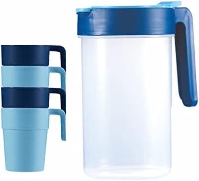 Anoudno plastični vodeni bacač sa poklopcem i čašama Vodena karafa s ručkom za vruće hladne napitke Voda hladno pivo od ledenog čaja
