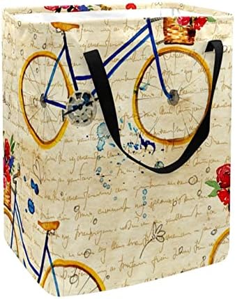 DJROW Samostojeća korpa za veš akvarel Retro Odeća za bicikle korpa velika korpa sa ručkama za odlaganje odeće igračke u spavaćoj