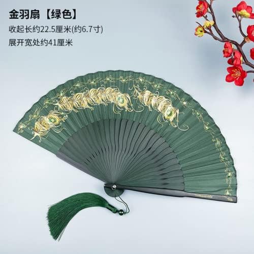 Xialon 1pc 21cm kineski hanfu qipao preklopi mali ventilator zeleni sklopivi ventilator ženskog stila