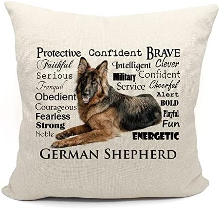 Njemačke pastirske osobine i karakteristike Jastučni jastuk, ljubitelj pasa, njemačke ovčarske majke Žene Djevojke Pokloni, 18 x 18