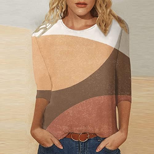 Košulja s dugim rukavima Women plus ženska tri četvrtine rukava majica Geometrijska boja blokiranje boja