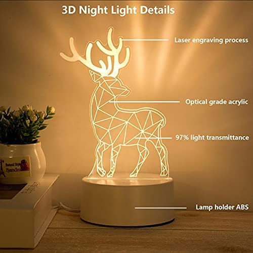 Tarandus USB Power 3D stol u više boja Svjetleća LED božićna jelka,3d Iluzijska stolna lampa, LED 3d vizuelni efekti noćno svjetlo