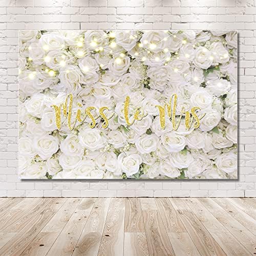 MEHOFOND 7x5ft Miss to Mrs pozadina za svadbeni tuš Bijela cvjetna Zidna dekoracija vjenčana mladenka za angažovanje fotografija pozadina