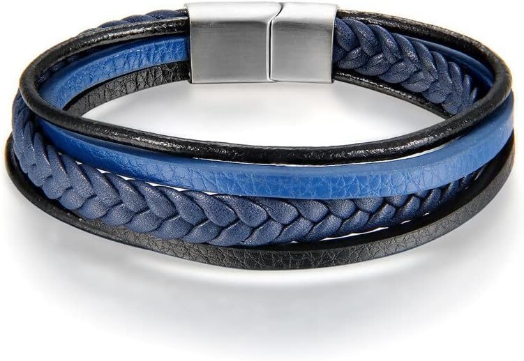 Ttndstore Moda jednostavna pletena narukvica plava višeslojna kožna narukvica za muškarce-ženski nakit - braon - 21.5 cm-13471