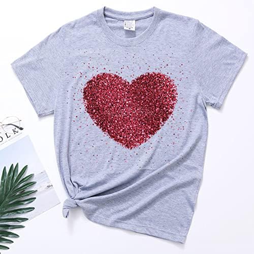 Valentines Day Shirts for Women Cute Love Heart Shirts Regular Fit Loose Fit Summer Tee Tops Shirt Gift For Her