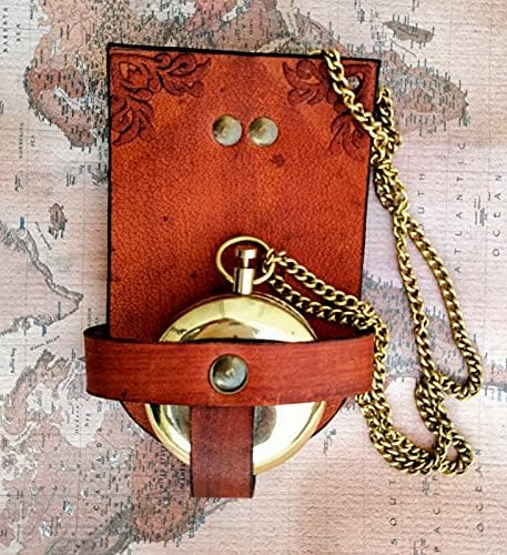 Mesingani gumb dugme Pocket Pocket Kompas Vintage Kompas Vintage Poklon Kompas na lancu sa kožnim kućicom Pocket Kompas Poklon Kompaci