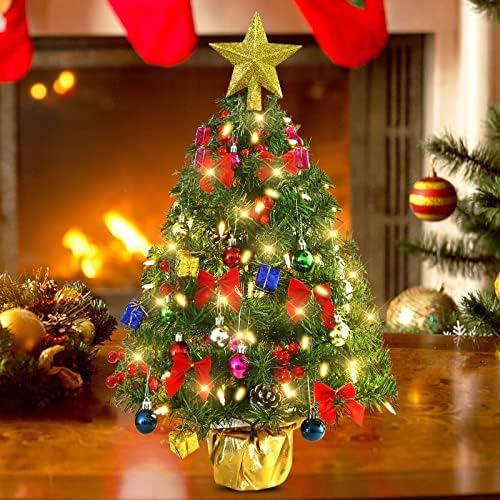 Stolna božićna stablo sa 50 LED žičara, 24 mini božićno drvce, malim božićnim drvvom za božićne ukrase