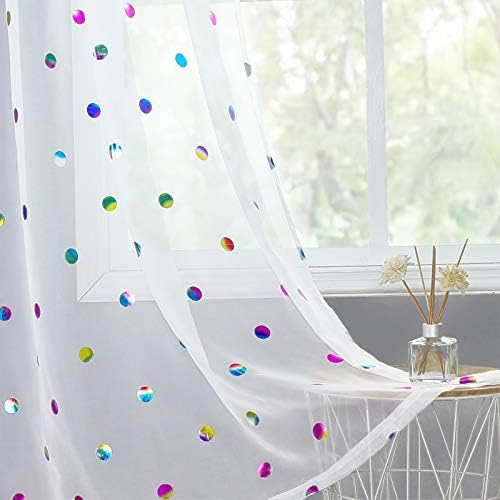 Polka Dot White Sheer zavese za odmor 54 inča za djecu Slatki Ombre Christmascurtains za dnevni boravak Boho privatnost svjetlo filtriranje