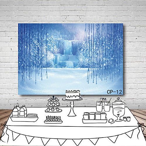 LYWYGG 7x5ft led i Snjeguljica Svijet Fotografije pozadine Božić zima Frozen Snow Ice Crystal privjesak Svijet za djecu Photo Studio