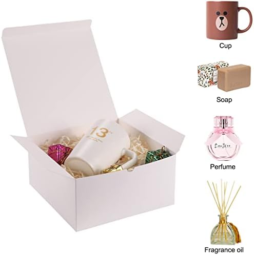 12 pakovanja bijelih Poklon kutija 8x8x4 inča, papirna Poklon kutija sa poklopcima za svadbeni poklon, poklon za djeverušu, kutije