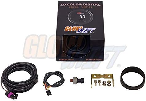 GLOWSHIFT 10 COLLOG DIGITAL 145 PSI Komplet za manometar za ulje - uključuje elektronički senzor - višebojni LED displej - zatamnjeni objektiv - za auto i kamion - 2-1 / 16