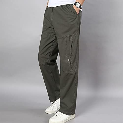 Uofoco Khaki muški kombinezon sa vezicom i više džepova Casual labave pantalone Cotton Workout Cargo pantalone za muškarce