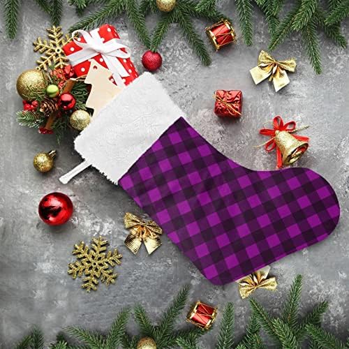 Kigai Purple Buffalo Provjerite božićne čarape, viseći Xmas Čarape Candy kamin Čarape sa kristalnim baršunom za obiteljski odmor Božićne