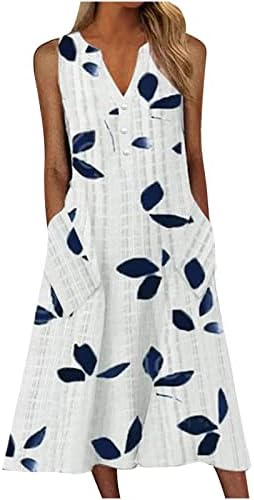 Zcvbocz ljetne haljine za žene 2023 Casual V vrat sa dugmetom kratke rukave haljina sa cvjetnim printom za odmor Maxi haljina sa džepovima
