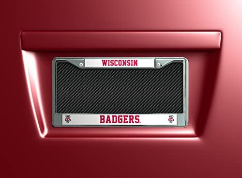 RICO Industries NCAA Wisconsin Badgers Standardna kromirana okvir registarskih tablica, 6 x 12.25-