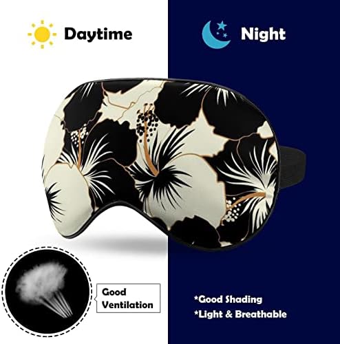 Crno-bijelo hibiskusovo cvijeće mekano maska ​​za oči efektivne maske za spavanje za spavanje Udobnost za povezivanje sa elastičnim