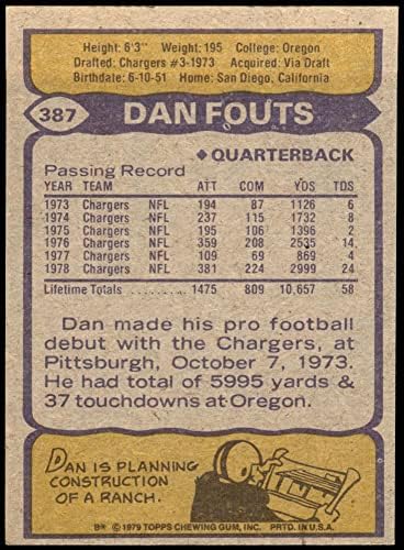 1979 FAPPS # 387 Dan Fouts San Diego Chargers Ex / MT Chargers Oregon