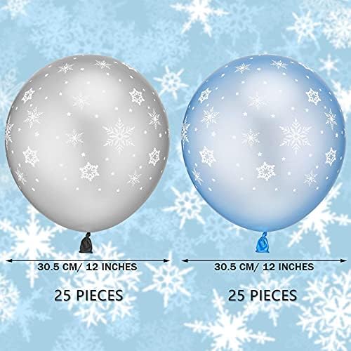 60 komada set balona zimske teme, uključuje 50 komada pahuljastih balona i 10 komada snježne folije za zimsku temu zabavu za bebe