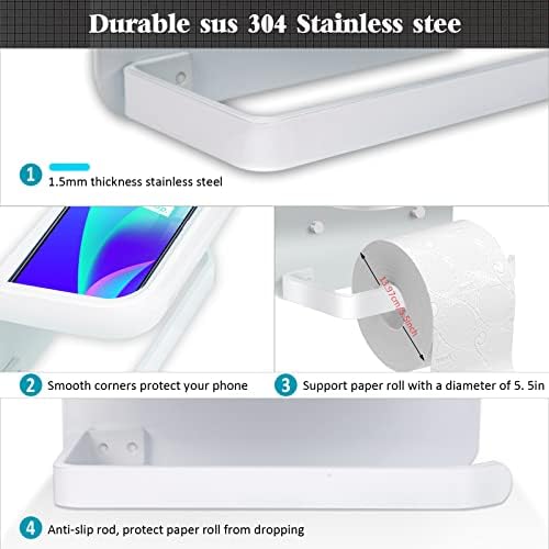 Xuxn kupaonica WC držač papira sa telefonskim policama, samoljepljivim ili bušenjem zidne montirane kupaonice tkiva toaletni nosač