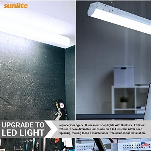 Sunlit 85356 3 ft. LED garaža Linearna omotač za osvjetljenje stropa, stropne ispiranje, 25 vata, 5000 - super bijelo